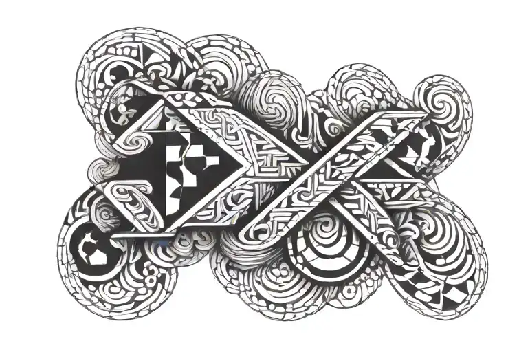 Solid Black Band With Faded Geometric Pattern