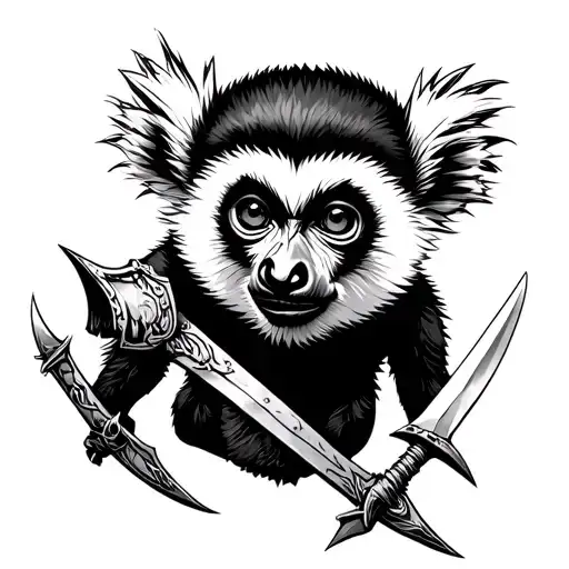 Lemur With Short Daggers In Knights Armour More Monkey