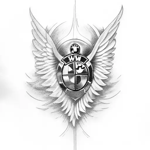 Crashed Bmw Car With Angel Wings