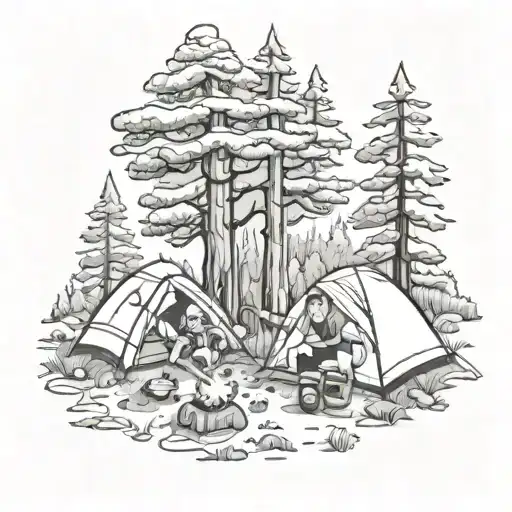 Children Camping In The Wilderness Surrounded By Nature