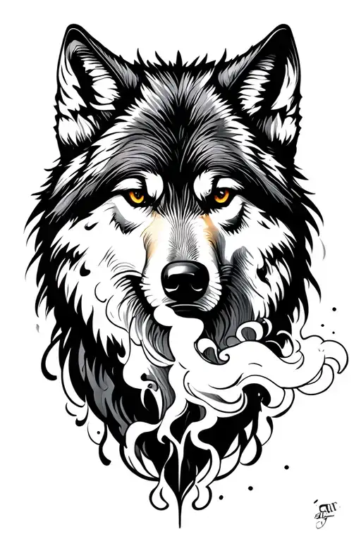Wolf Blowing Smoke