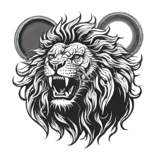 A Sun With A Roaring Lion Inside Whose Mane Is Like The Sun's Ray