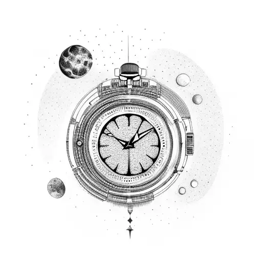 A Watch Surrounded By Celestial Objects In Space