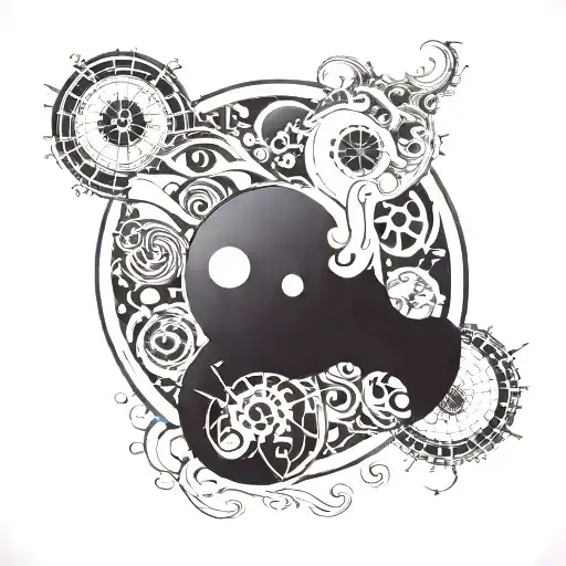 A Yin-yang Symbol Incorporating Elements Of Martial Arts And Poker