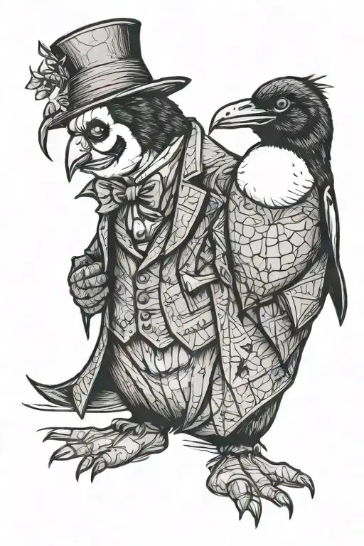 Penguin Wearing Joker Costume