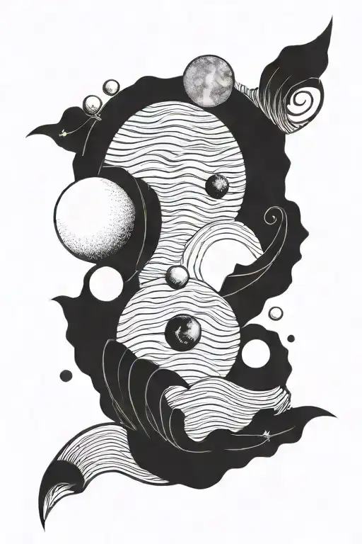 Waves With Different Moon Phases Representing Duality