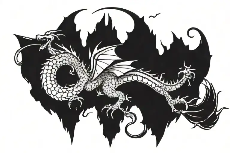 Minimalist Flying Dragon Tattoo For A Woman