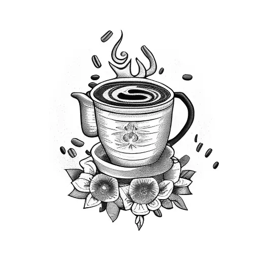 A Witch's Cauldron Filled With Coffee Beans And Surrounded By Flowers