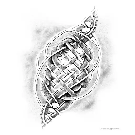 A Dna Double Helix Intertwined With Coffee Beans