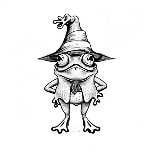 A Frog In A Hat Holding A Wizard Staffa Frog In A Hat