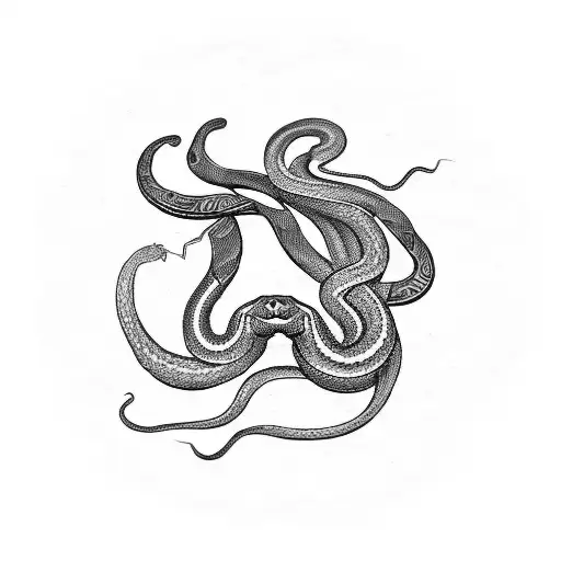 A Blackwork Tattoo Of A Snake Coiled Around A Vinyl Record