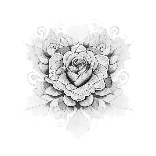 A Blackwork Tattoo Of A Piano Keyboard With Intricate Floral Patterns