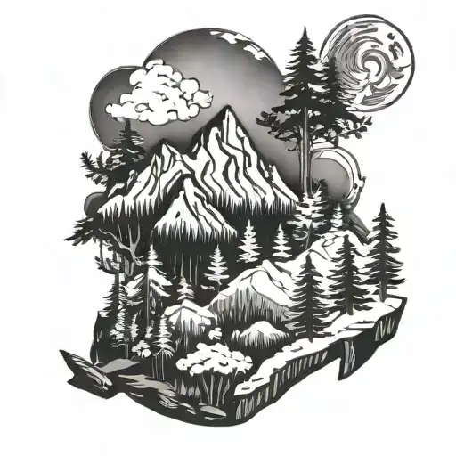 Forest With Mountains