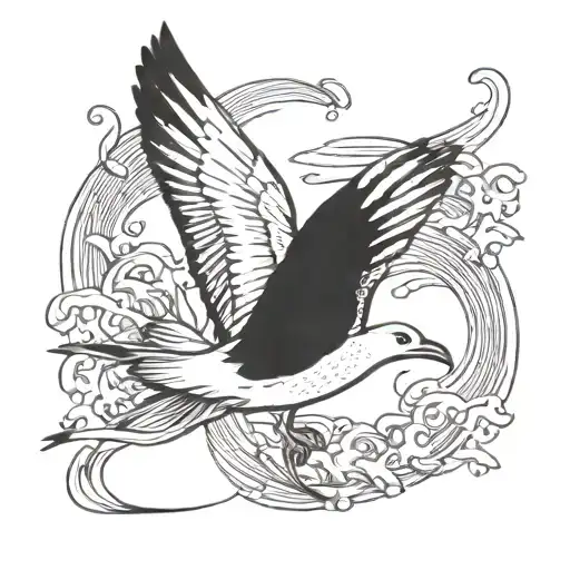 Seagull Flying With Fish In Mouth