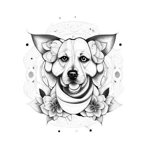 Cool Music Dog Flowers