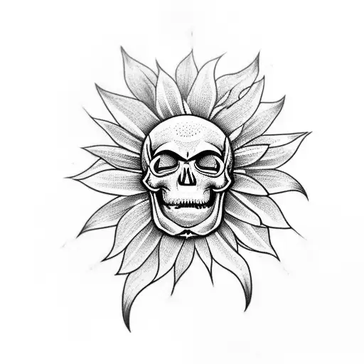 Sunflower With Skull Dark Art Gothic For Women