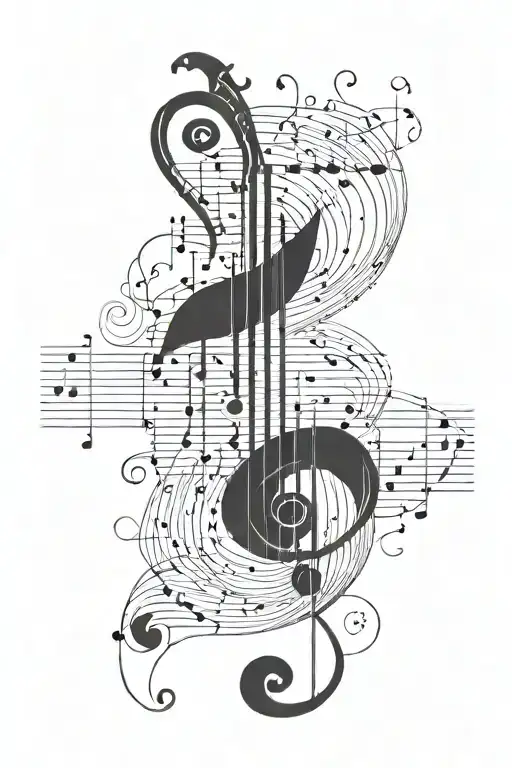 Bass Cleff On Left Inner Forearm With Sheet Music Imbedded