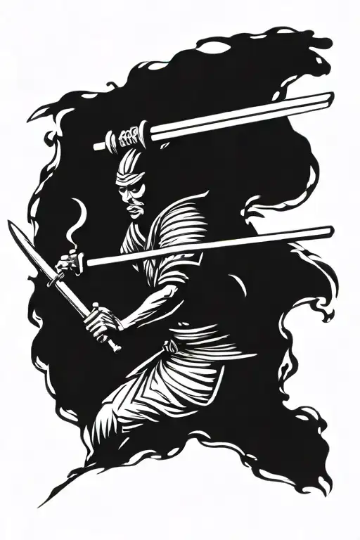 Samurai Warrior Wielding A Sword