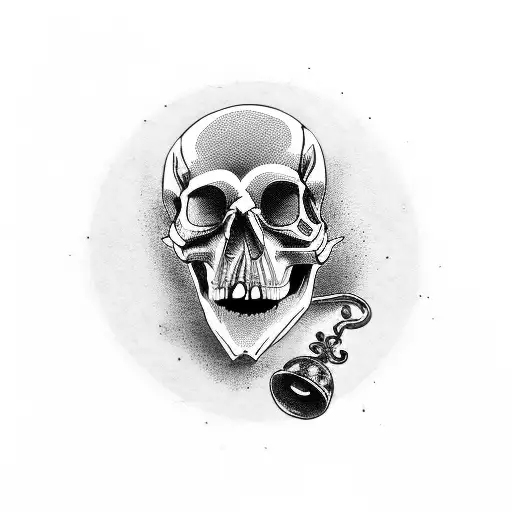 Walking Skull With A Bell In Hand
