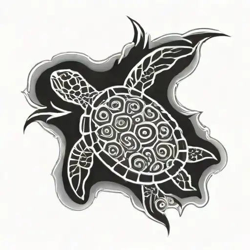 Maori Tattoo Turtle Swimming
