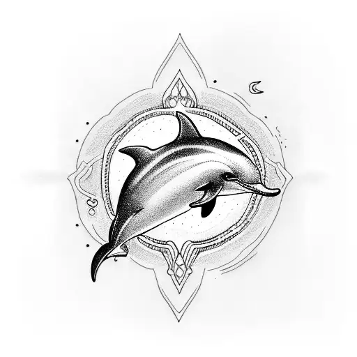 A Heart-shaped Dolphin Swimming Through A Rainbow