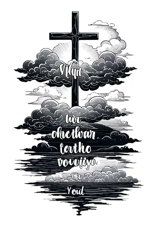 Clouds Bible Verse Cross And Sunset Sky