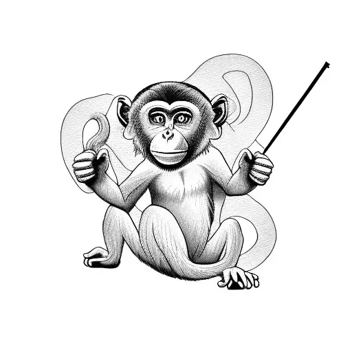 Monkey Doing A Sit Up Abs Visible