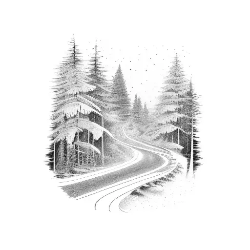 Sheet Music Flowing Through A Winding Road In The Woods