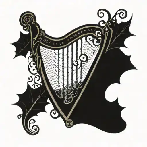 Harp With Holly Leaf