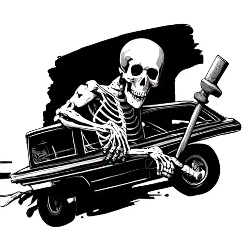 Skeleton Hammering A Car