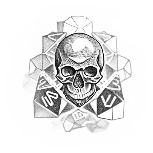Skull With 20-Sided Dice In Its Mouth