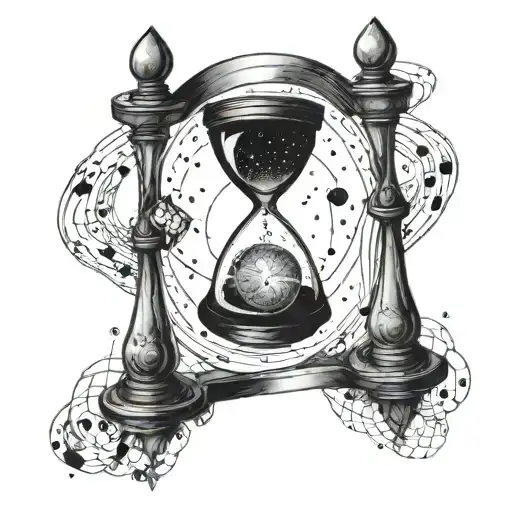 Cosmic Hourglass With A Galaxy And A Blackhole Inside