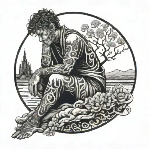 A Tattoo Of A Mysterious Figure Contemplating The Mysteries Of Life And Love