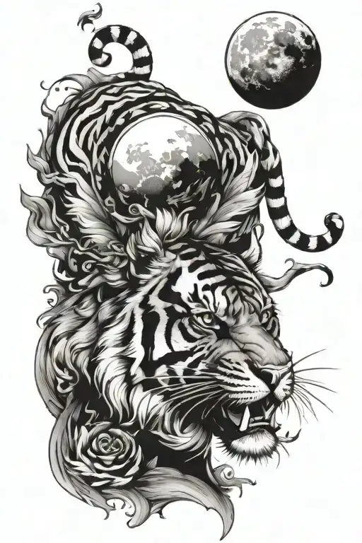 Tiger And Moon