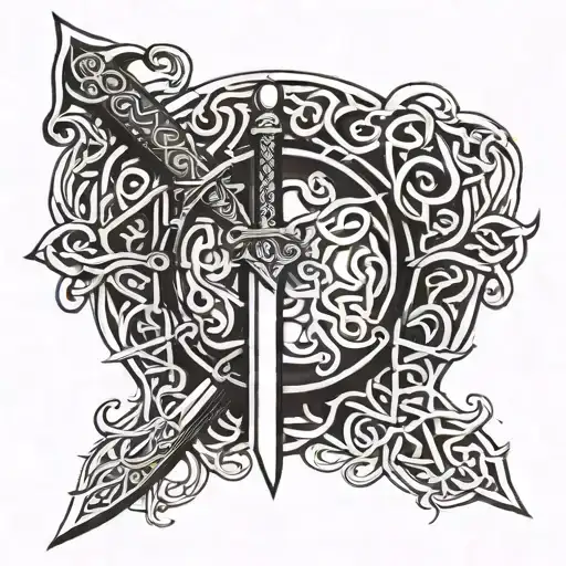 Celtic Sword With Letter H