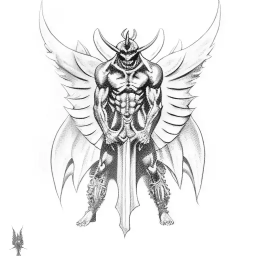 Demon With Angel Wings Wrapped Around His Body