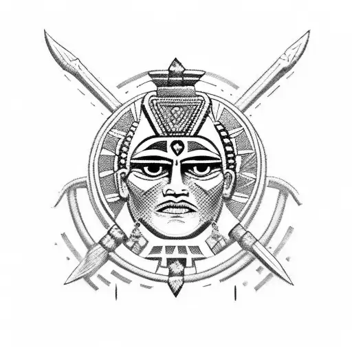 Aztec Warrior Weilding A Macuahuitl