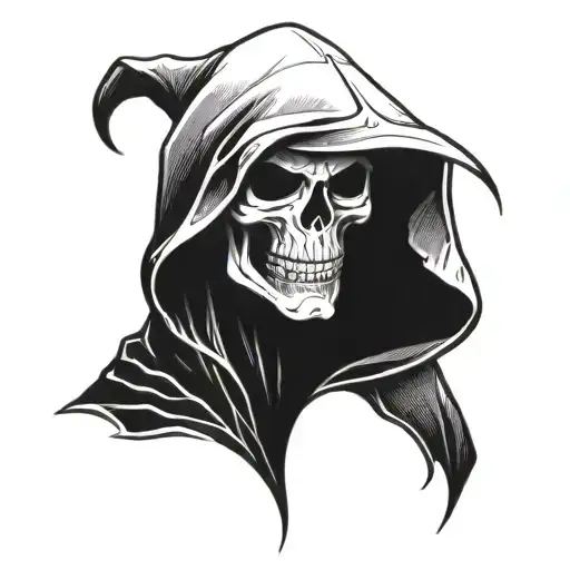 Side View Of A Hooded Reaper