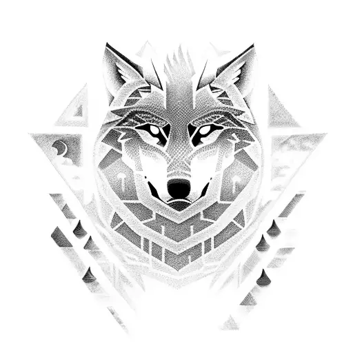 Tengri-inspired Wolf Surrounded By Ancient Turkish Symbols