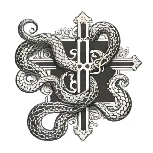 A Snake Wrapping An Orthodox Cross