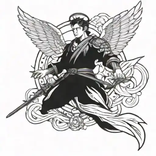 Incorporate A Jiu-jitsu Belt Into A Design Of A Guardian Angel