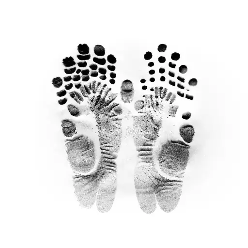 Son Footprint And Wife Handprint