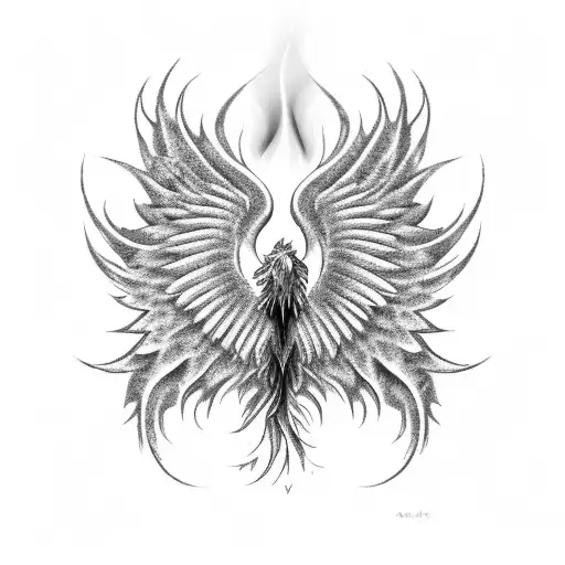 A Majestic Phoenix Rising From The Ashes