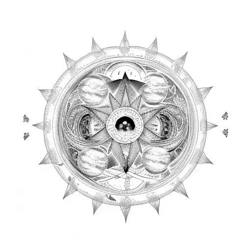 Mystical Moon Phases Surrounded By Celestial Symbols