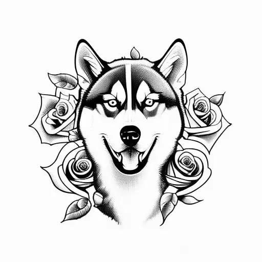 Husky With Roses Name Raika