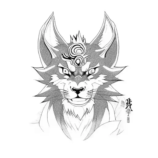 Combine The Symbols Of Naruto And Kurama In A Dynamic And Abstract Design