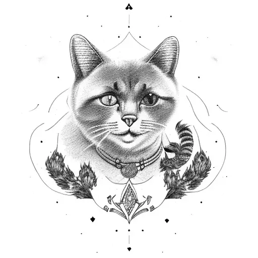 A Cat Sitting Near A Bear