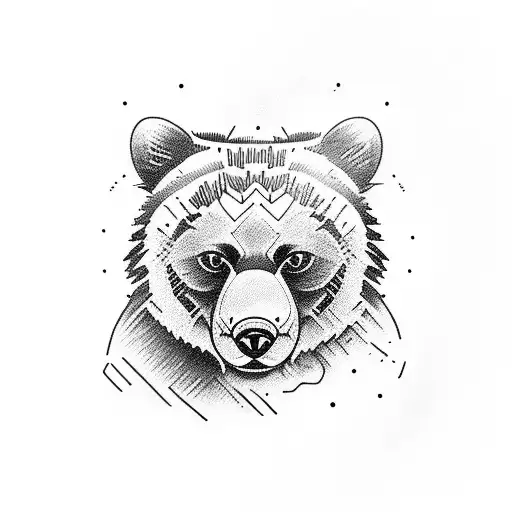 A Small Cat Sitting In Front Of A Grizzly Bear