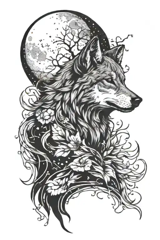Wolf And Moon Made
