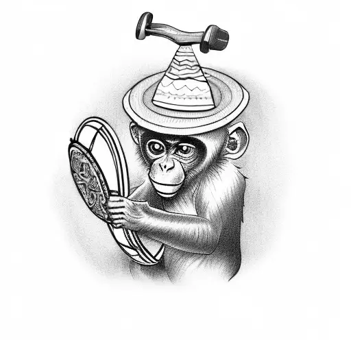 Monkey Riding A Unicycle Playing A Banjo Wearing A Sombrero